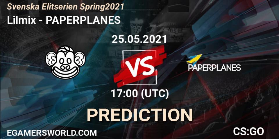 Lilmix - PAPERPLANES: ennuste. 25.05.2021 at 17:00, Counter-Strike (CS2), Svenska Elitserien Spring 2021