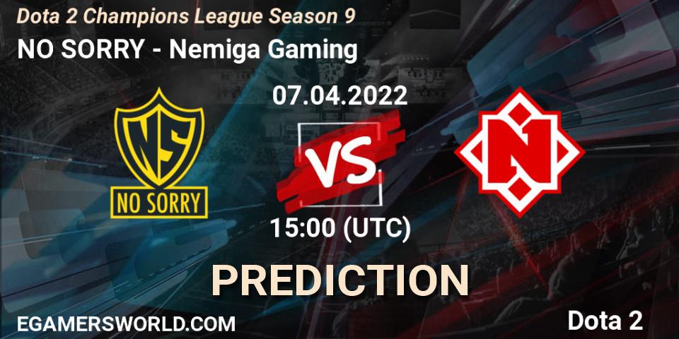 NO SORRY - Nemiga Gaming: ennuste. 07.04.2022 at 15:01, Dota 2, Dota 2 Champions League Season 9