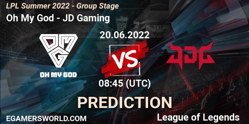 Oh My God - JD Gaming: ennuste. 20.06.22, LoL, LPL Summer 2022 - Group Stage
