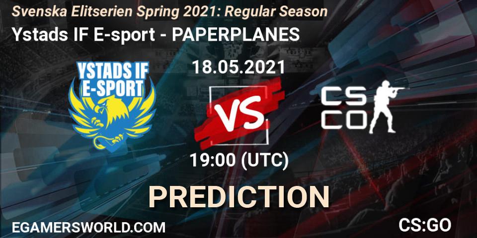 Ystads IF E-sport - PAPERPLANES: ennuste. 18.05.2021 at 19:00, Counter-Strike (CS2), Svenska Elitserien Spring 2021: Regular Season