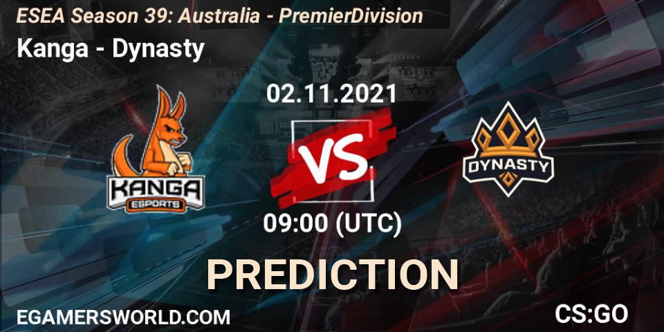 Kanga - Dynasty: ennuste. 25.11.2021 at 09:00, Counter-Strike (CS2), ESEA Season 39: Australia - Premier Division