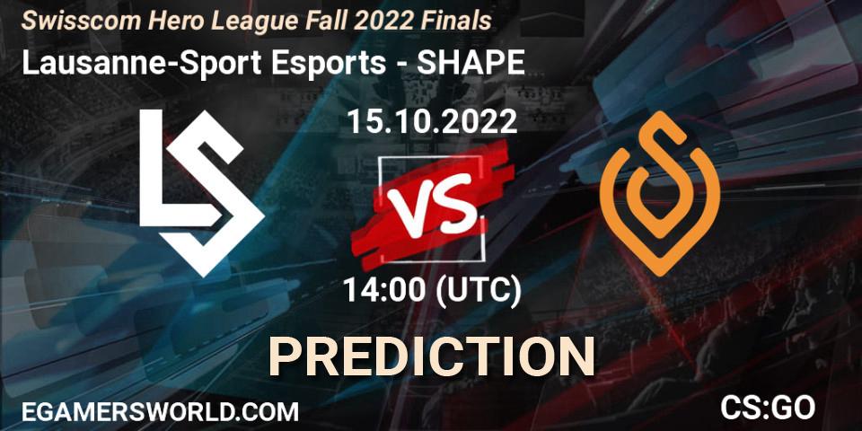 Lausanne-Sport Esports - SHAPE: ennuste. 15.10.2022 at 14:00, Counter-Strike (CS2), Swisscom Hero League Fall 2022 Finals