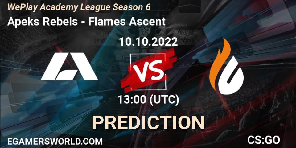 Apeks Rebels - Flames Ascent: ennuste. 12.10.22, CS2 (CS:GO), WePlay Academy League Season 6