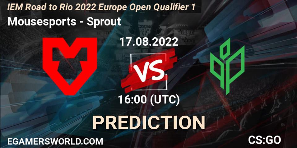 Mousesports - Sprout: ennuste. 17.08.2022 at 16:00, Counter-Strike (CS2), IEM Road to Rio 2022 Europe Open Qualifier 1