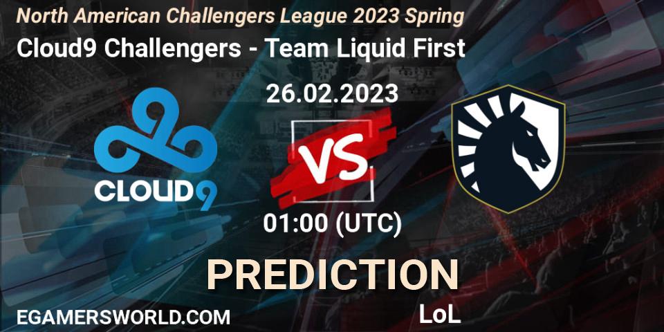 Cloud9 Challengers - Team Liquid First: ennuste. 26.02.23, LoL, NACL 2023 Spring - Group Stage