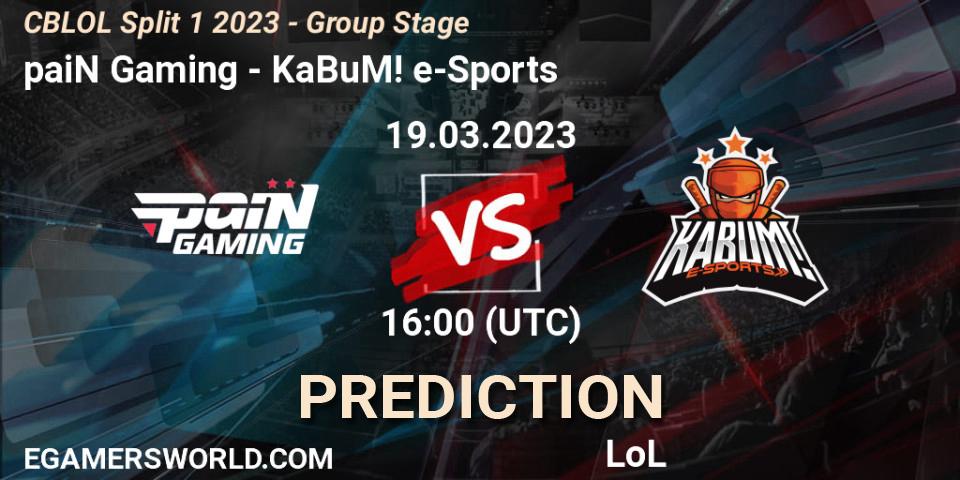 paiN Gaming - KaBuM! e-Sports: ennuste. 19.03.2023 at 16:00, LoL, CBLOL Split 1 2023 - Group Stage