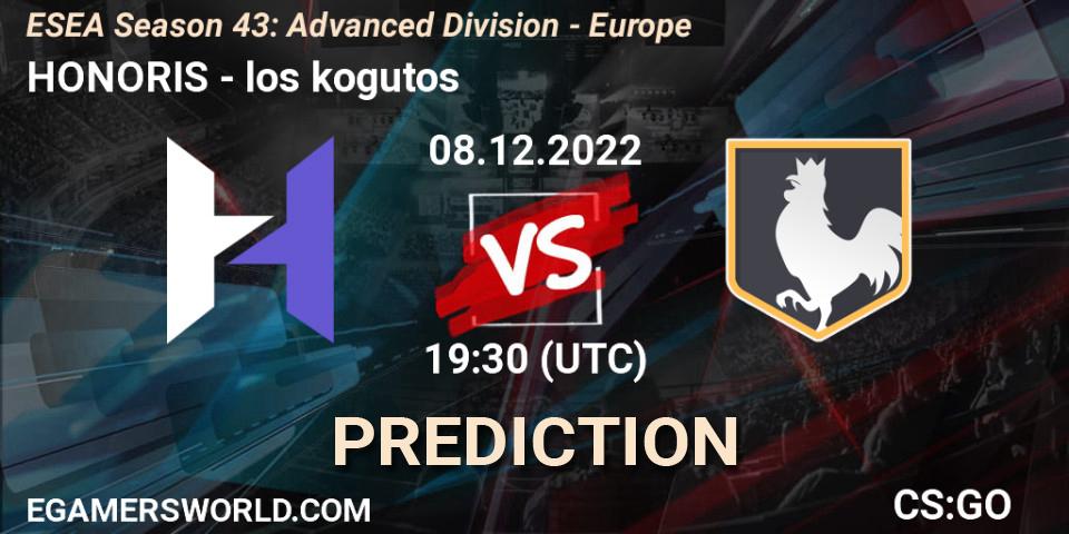HONORIS - los kogutos: ennuste. 08.12.22, CS2 (CS:GO), ESEA Season 43: Advanced Division - Europe