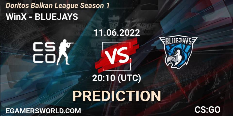 WinX - BLUEJAYS: ennuste. 11.06.2022 at 20:15, Counter-Strike (CS2), Doritos Balkan League Season 1