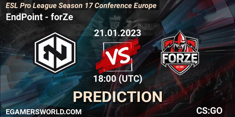 EndPoint - forZe: ennuste. 21.01.23, CS2 (CS:GO), ESL Pro League Season 17 Conference Europe