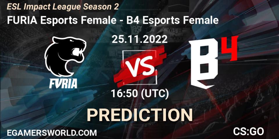 FURIA Esports Female - B4 Esports Female: ennuste. 25.11.2022 at 16:45, Counter-Strike (CS2), ESL Impact League Season 2