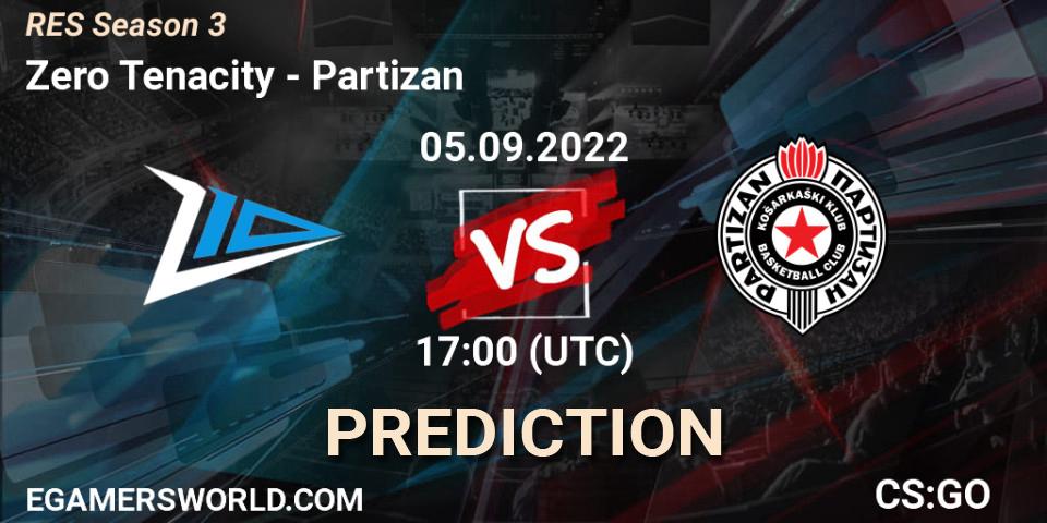 Zero Tenacity - Partizan: ennuste. 05.09.2022 at 17:00, Counter-Strike (CS2), RES Season 3