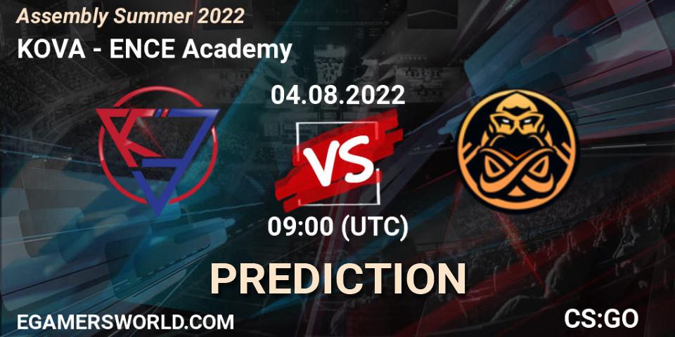 KOVA - ENCE Academy: ennuste. 04.08.2022 at 09:00, Counter-Strike (CS2), Assembly Summer 2022