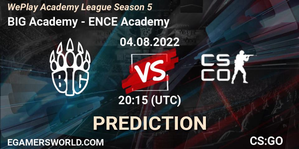 BIG Academy - ENCE Academy: ennuste. 04.08.2022 at 20:15, Counter-Strike (CS2), WePlay Academy League Season 5