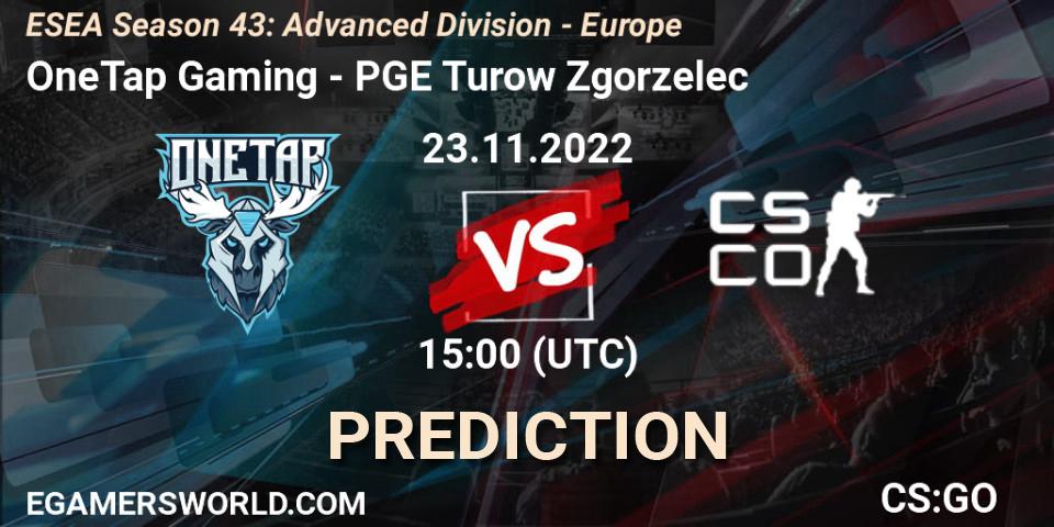 OneTap Gaming - PGE Turow Zgorzelec: ennuste. 23.11.2022 at 15:00, Counter-Strike (CS2), ESEA Season 43: Advanced Division - Europe