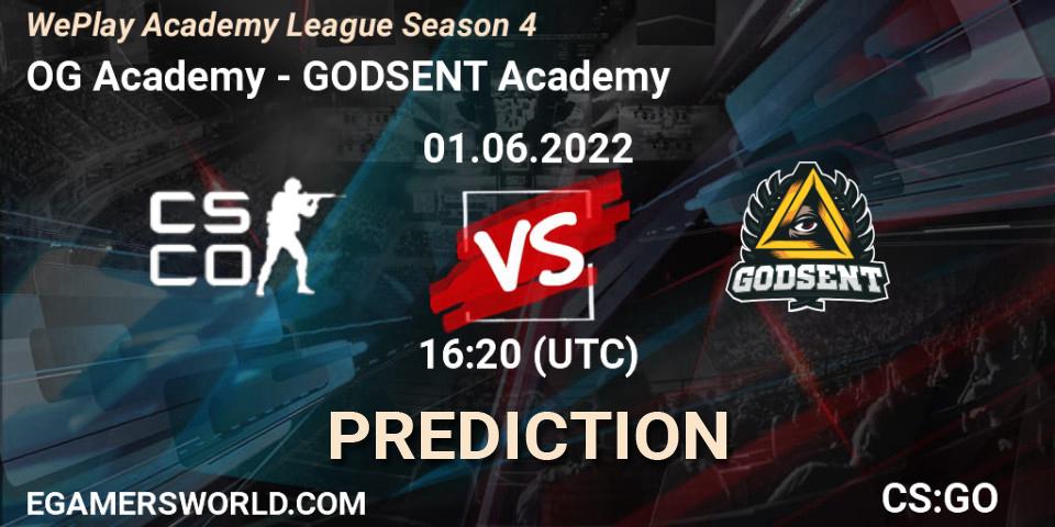 OG Academy - GODSENT Academy: ennuste. 01.06.2022 at 16:40, Counter-Strike (CS2), WePlay Academy League Season 4