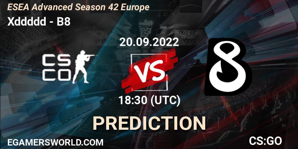 Xddddd - B8: ennuste. 21.09.2022 at 15:00, Counter-Strike (CS2), ESEA Season 42: Advanced Division - Europe