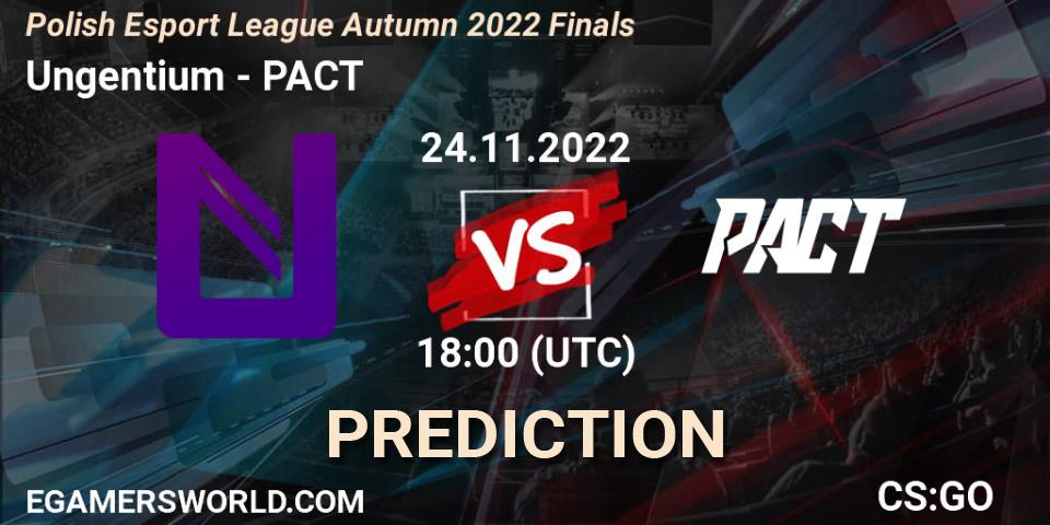 Ungentium - PACT: ennuste. 24.11.2022 at 18:05, Counter-Strike (CS2), ESL Mistrzostwa Polski Autumn 2022