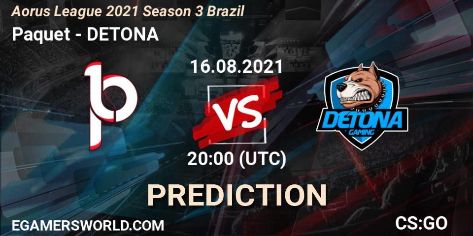 Paquetá - DETONA: ennuste. 16.08.2021 at 20:10, Counter-Strike (CS2), Aorus League 2021 Season 3 Brazil