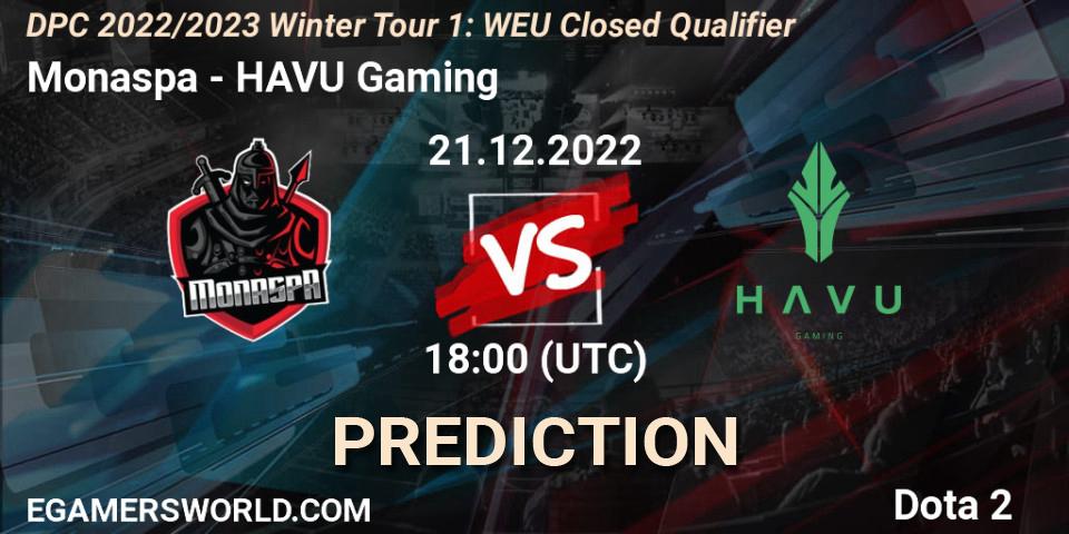 Monaspa - HAVU Gaming: ennuste. 21.12.2022 at 18:22, Dota 2, DPC 2022/2023 Winter Tour 1: WEU Closed Qualifier