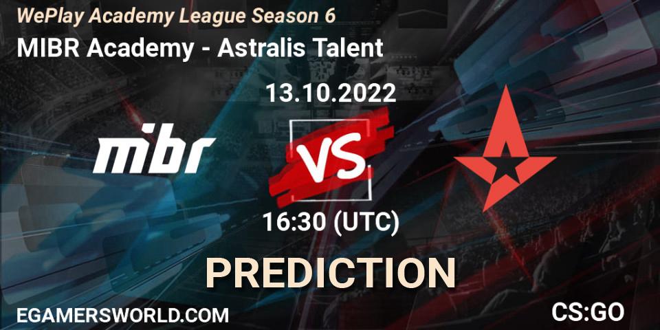 MIBR Academy - Astralis Talent: ennuste. 13.10.2022 at 16:30, Counter-Strike (CS2), WePlay Academy League Season 6