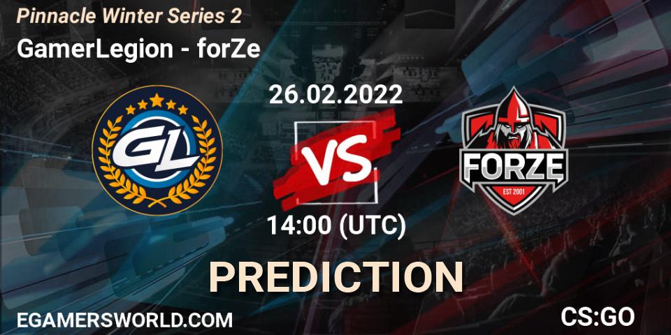 GamerLegion - forZe: ennuste. 26.02.2022 at 14:00, Counter-Strike (CS2), Pinnacle Winter Series 2