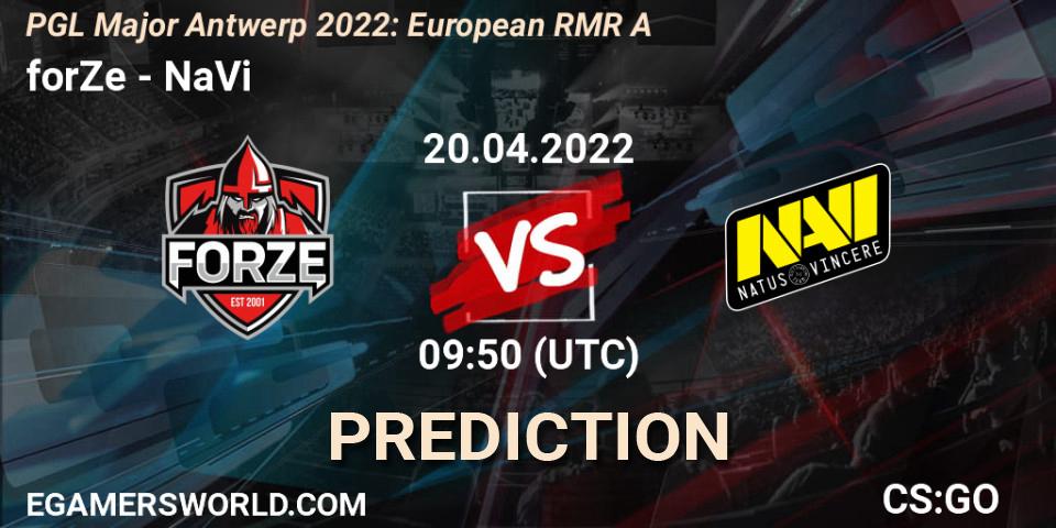 forZe - NaVi: ennuste. 20.04.2022 at 11:00, Counter-Strike (CS2), PGL Major Antwerp 2022: European RMR A