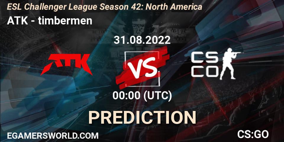 ATK - timbermen: ennuste. 31.08.2022 at 00:00, Counter-Strike (CS2), ESL Challenger League Season 42: North America