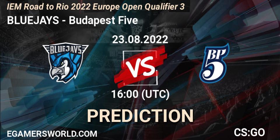 BLUEJAYS - Budapest Five: ennuste. 23.08.2022 at 16:05, Counter-Strike (CS2), IEM Road to Rio 2022 Europe Open Qualifier 3