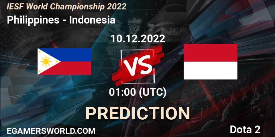 Philippines - Indonesia: ennuste. 10.12.2022 at 01:26, Dota 2, IESF World Championship 2022 