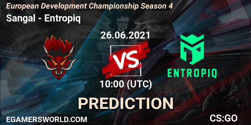 Sangal - Entropiq: ennuste. 26.06.2021 at 10:00, Counter-Strike (CS2), European Development Championship Season 4