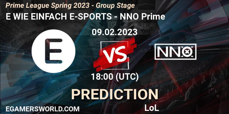 E WIE EINFACH E-SPORTS - NNO Prime: ennuste. 09.02.23, LoL, Prime League Spring 2023 - Group Stage