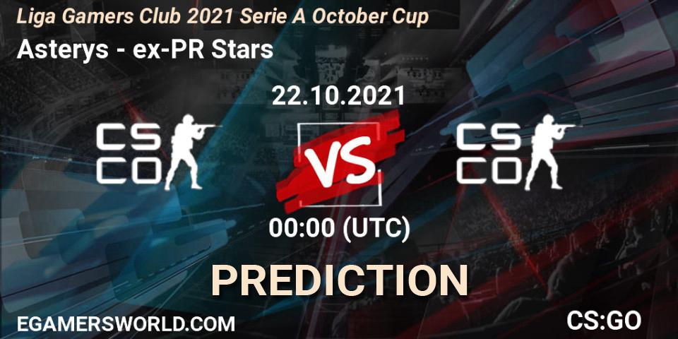 Asterys - ex-PR Stars: ennuste. 22.10.2021 at 00:10, Counter-Strike (CS2), Liga Gamers Club 2021 Serie A October Cup