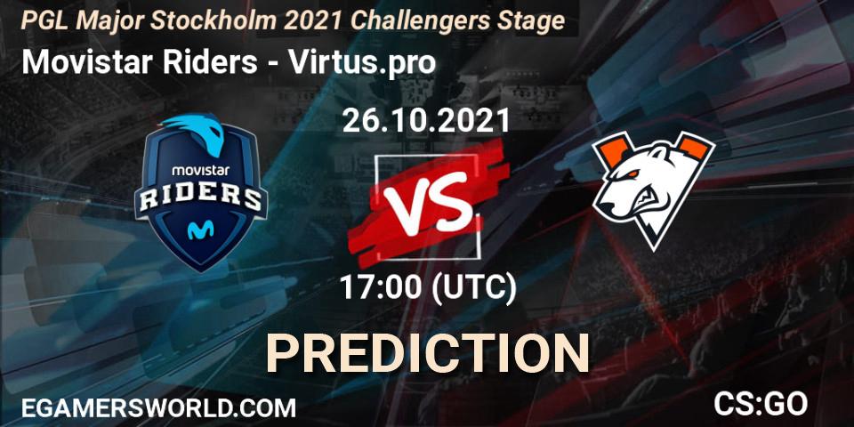 Movistar Riders - Virtus.pro: ennuste. 26.10.2021 at 18:25, Counter-Strike (CS2), PGL Major Stockholm 2021 Challengers Stage