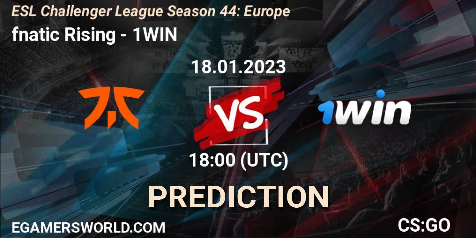 fnatic Rising - 1WIN: ennuste. 18.01.2023 at 18:00, Counter-Strike (CS2), ESL Challenger League Season 44: Europe