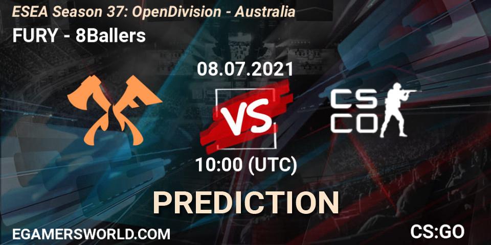 FURY - 8Ballers: ennuste. 08.07.2021 at 10:00, Counter-Strike (CS2), ESEA Season 37: Open Division - Australia