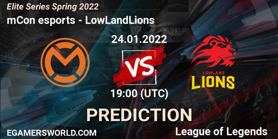 mCon esports - LowLandLions: ennuste. 24.01.2022 at 19:00, LoL, Elite Series Spring 2022