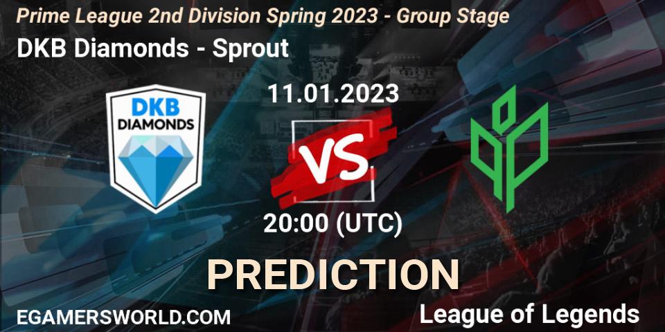 DKB Diamonds - Sprout: ennuste. 11.01.2023 at 20:00, LoL, Prime League 2nd Division Spring 2023 - Group Stage