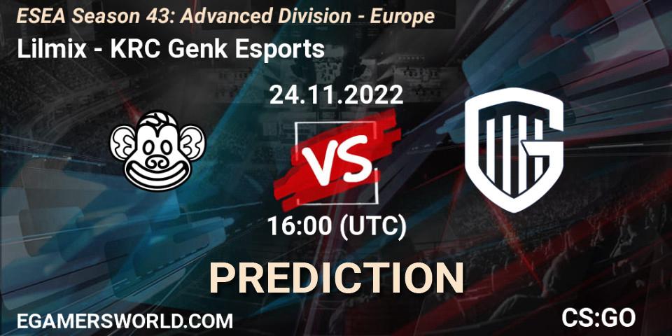 Lilmix - KRC Genk Esports: ennuste. 24.11.2022 at 16:00, Counter-Strike (CS2), ESEA Season 43: Advanced Division - Europe