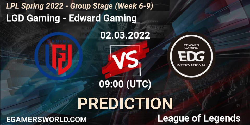 LGD Gaming - Edward Gaming: ennuste. 02.03.2022 at 09:00, LoL, LPL Spring 2022 - Group Stage (Week 6-9)