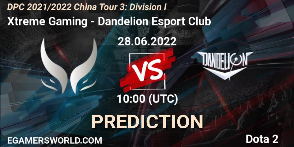 Xtreme Gaming - Dandelion Esport Club: ennuste. 28.06.2022 at 10:02, Dota 2, DPC 2021/2022 China Tour 3: Division I