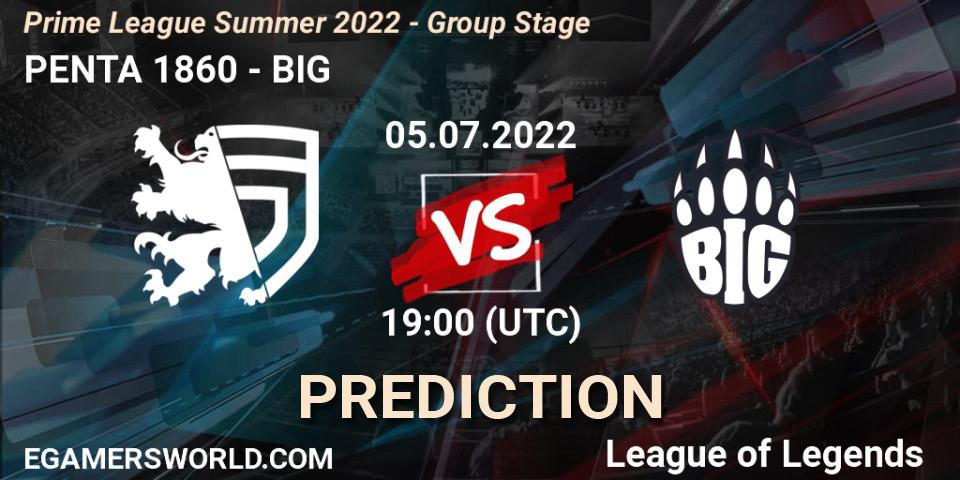 PENTA 1860 - BIG: ennuste. 05.07.2022 at 20:00, LoL, Prime League Summer 2022 - Group Stage
