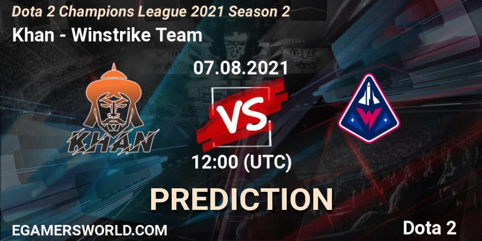 Khan - Winstrike Team: ennuste. 09.08.2021 at 12:10, Dota 2, Dota 2 Champions League 2021 Season 2