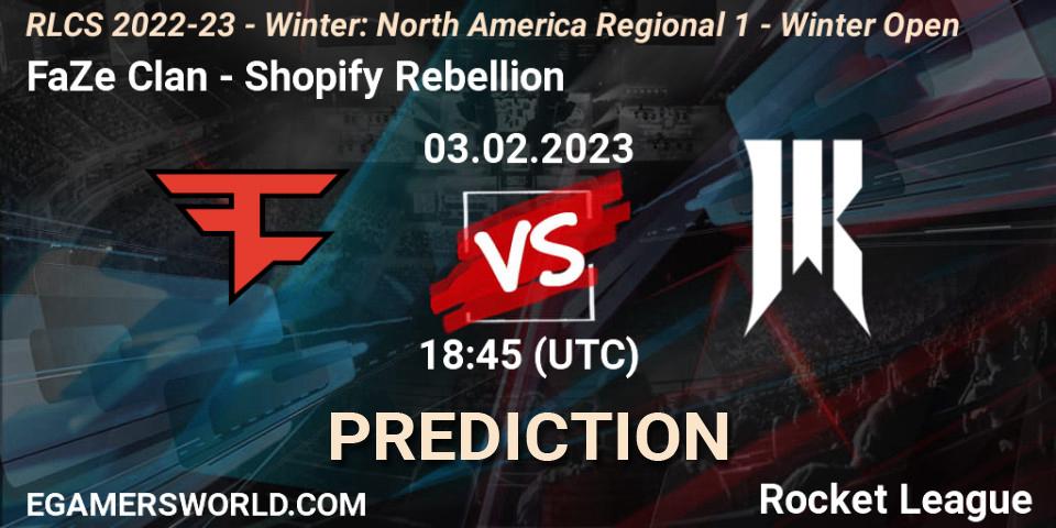 FaZe Clan - Shopify Rebellion: ennuste. 03.02.2023 at 18:45, Rocket League, RLCS 2022-23 - Winter: North America Regional 1 - Winter Open
