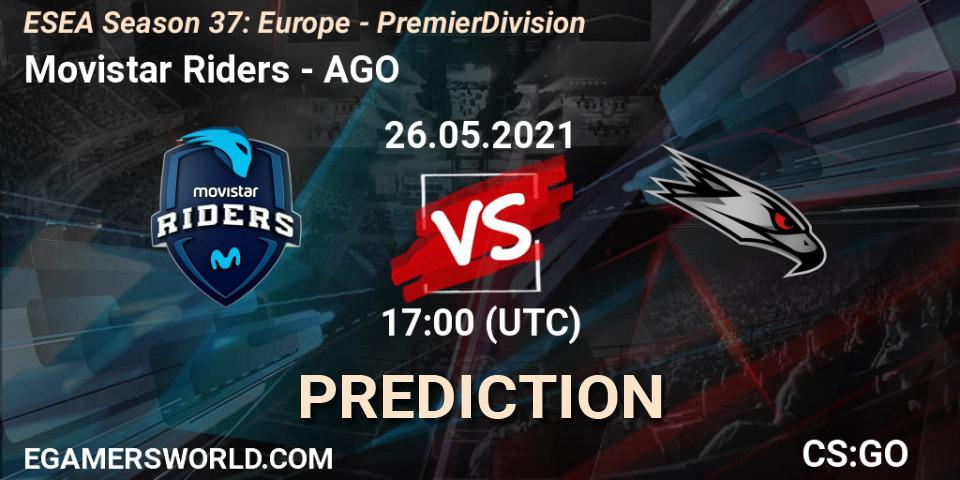 Movistar Riders - AGO: ennuste. 26.05.2021 at 17:00, Counter-Strike (CS2), ESEA Season 37: Europe - Premier Division