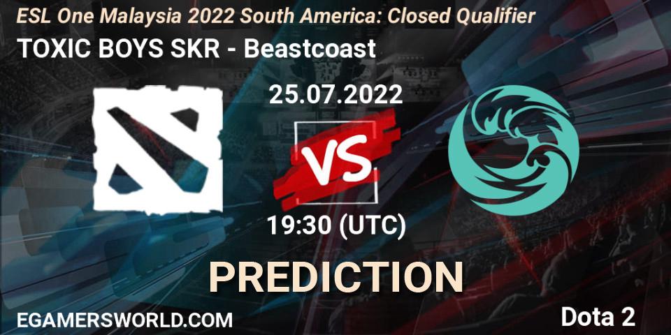 TOXIC BOYS SKR - Beastcoast: ennuste. 25.07.2022 at 19:36, Dota 2, ESL One Malaysia 2022 South America: Closed Qualifier