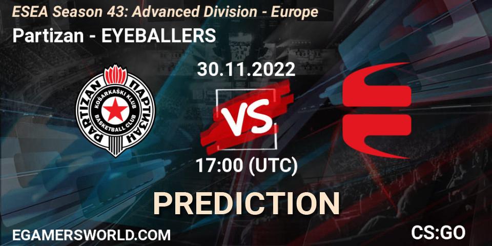 Partizan - EYEBALLERS: ennuste. 02.12.22, CS2 (CS:GO), ESEA Season 43: Advanced Division - Europe