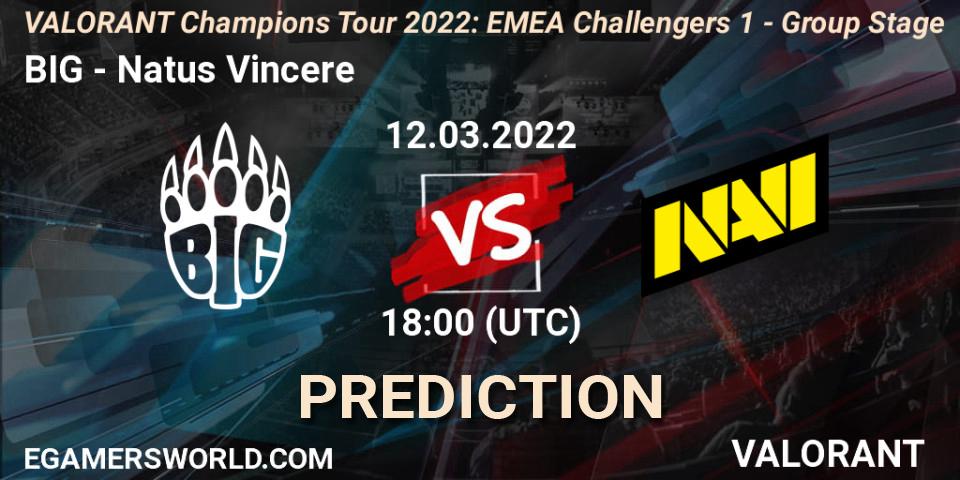 BIG - Natus Vincere: ennuste. 12.03.2022 at 18:25, VALORANT, VCT 2022: EMEA Challengers 1 - Group Stage