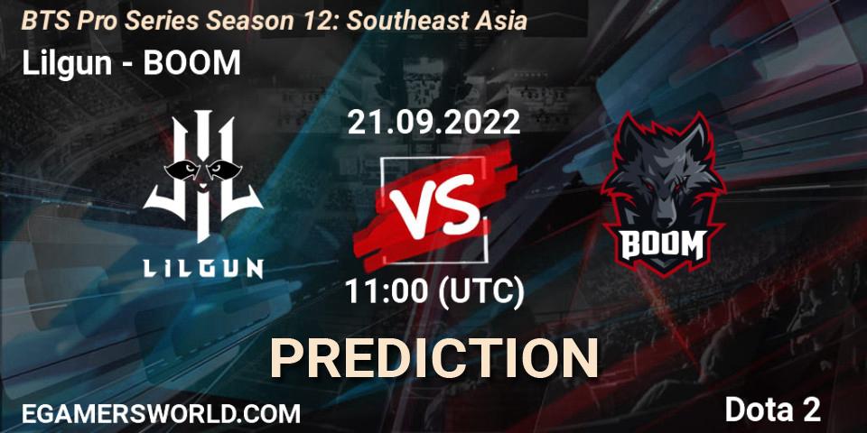 Lilgun - BOOM: ennuste. 21.09.2022 at 11:03, Dota 2, BTS Pro Series Season 12: Southeast Asia