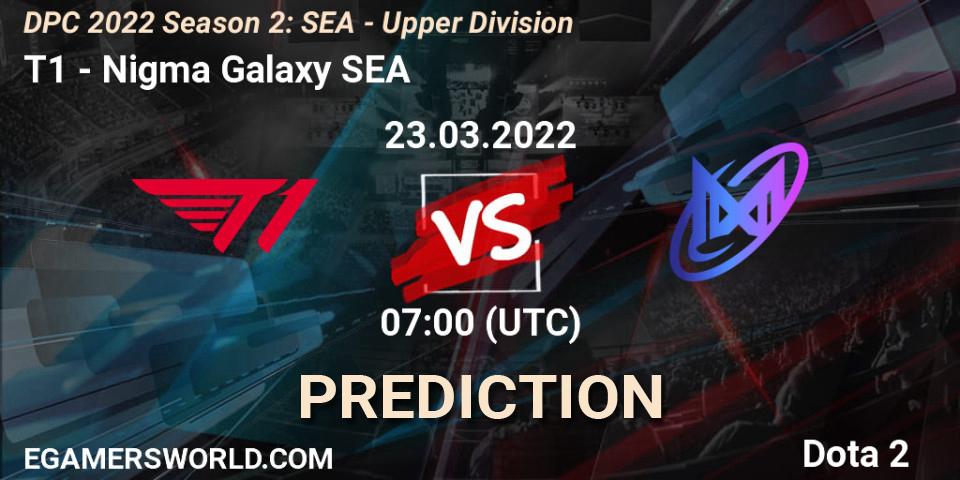 T1 - Nigma Galaxy SEA: ennuste. 23.03.2022 at 07:16, Dota 2, DPC 2021/2022 Tour 2 (Season 2): SEA Division I (Upper)