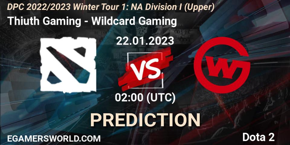 Thiuth Gaming - Wildcard Gaming: ennuste. 22.01.23, Dota 2, DPC 2022/2023 Winter Tour 1: NA Division I (Upper)